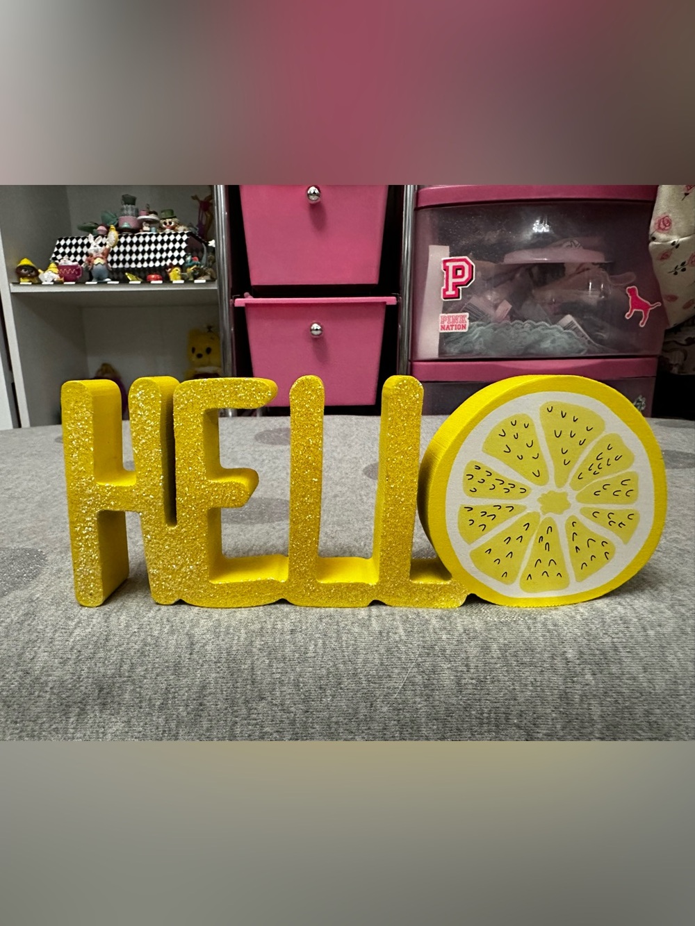 5 for $15! Yellow Glitter Lemon Hello Sign